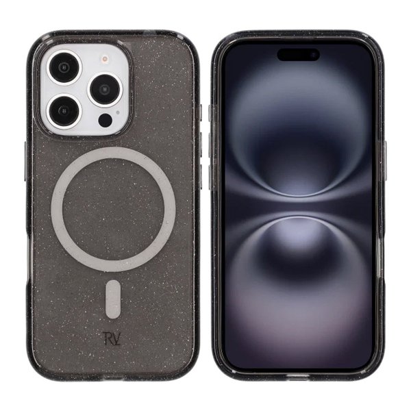 Rvelon iPhone 16 Pro Kuori Glitter MagSafe Musta