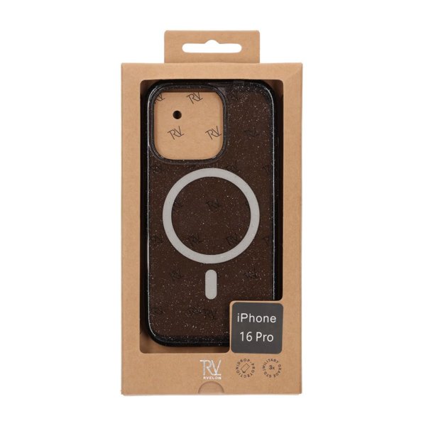 Rvelon iPhone 16 Pro Kuori Glitter MagSafe Musta
