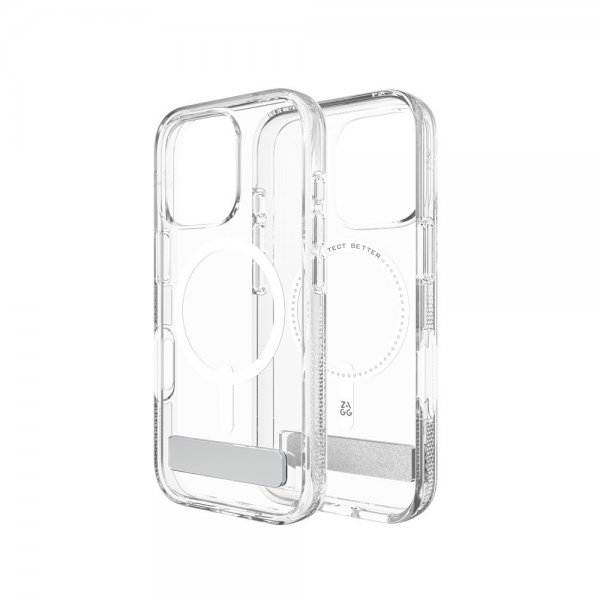 ZAGG iPhone 16 Pro -suojakuori Crystal Palace Snap Kickstand, läpinäkyvä