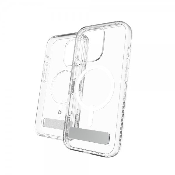 ZAGG iPhone 16 Pro -suojakuori Crystal Palace Snap Kickstand, läpinäkyvä