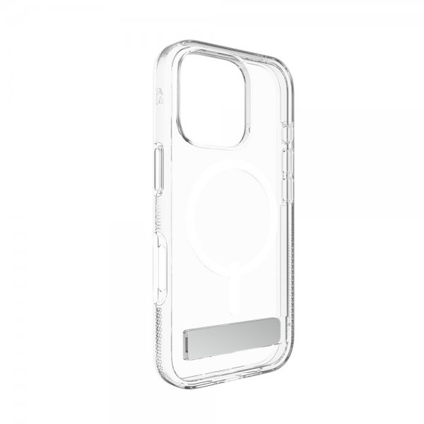 ZAGG iPhone 16 Pro -suojakuori Crystal Palace Snap Kickstand, läpinäkyvä