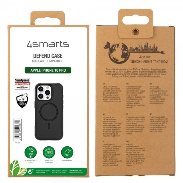 4smarts iPhone 16 Pro Kuori Defend Case Ultimag Musta