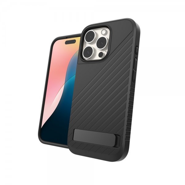 ZAGG iPhone 16 Pro -kuori Denali Snap Kickstand Musta