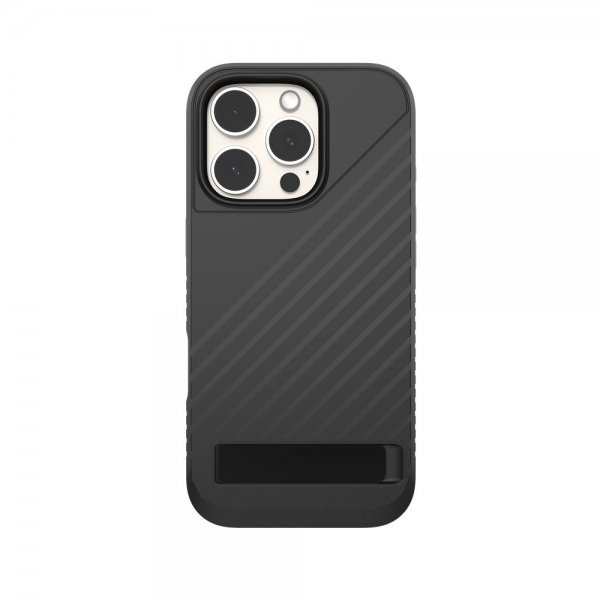 ZAGG iPhone 16 Pro -kuori Denali Snap Kickstand Musta