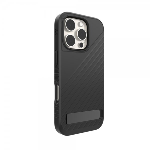 ZAGG iPhone 16 Pro -kuori Denali Snap Kickstand Musta