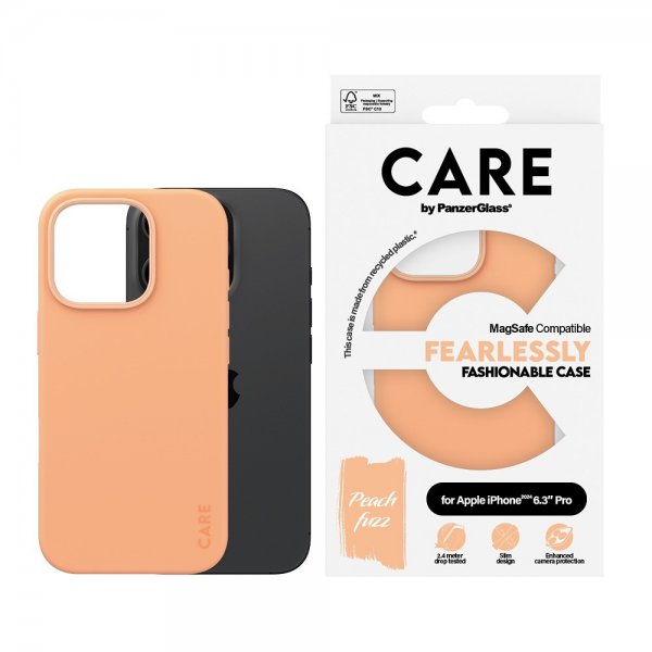 CARE by PanzerGlass iPhone 16 Pro Fashionable MagSafe Peachy -suojakuori