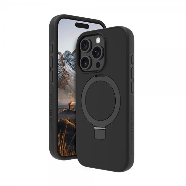 dbramante1928 iPhone 16 Pro -kuori Iceland Ultra D3O MagSafe Kickstand, musta