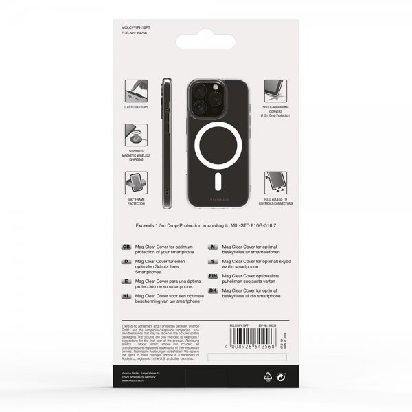 Vivanco iPhone 16 Pro Kuori Mag Clear Läpinäkyvä