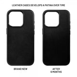 Kiinteä iPhone 16 Pro MagLeather-suojakuori Musta