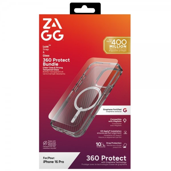 ZAGG iPhone 16 Pro -kuoret ja näytönsuoja Luxe Snap & Glass