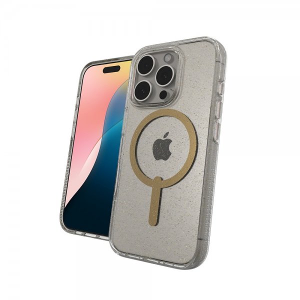 ZAGG iPhone 16 Pro -kuori Milan Snap Gold Glitter
