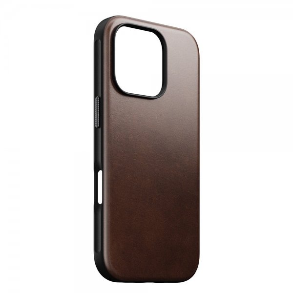 Nomad iPhone 16 Pro Kuori Modern Leather Case Horween Rustic Brown