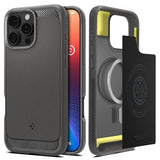 Spigen iPhone 16 Pro -kuori Rugged Armor MagFit Harmaa
