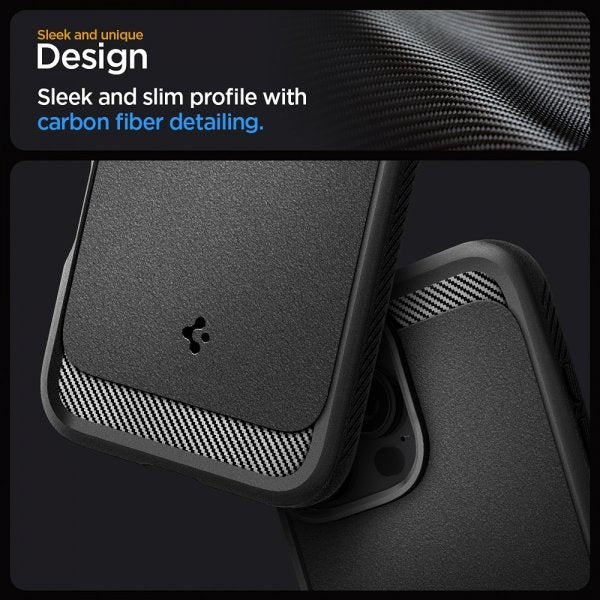 Spigen iPhone 16 Pro -kuori Rugged Armor MagFit mattamusta