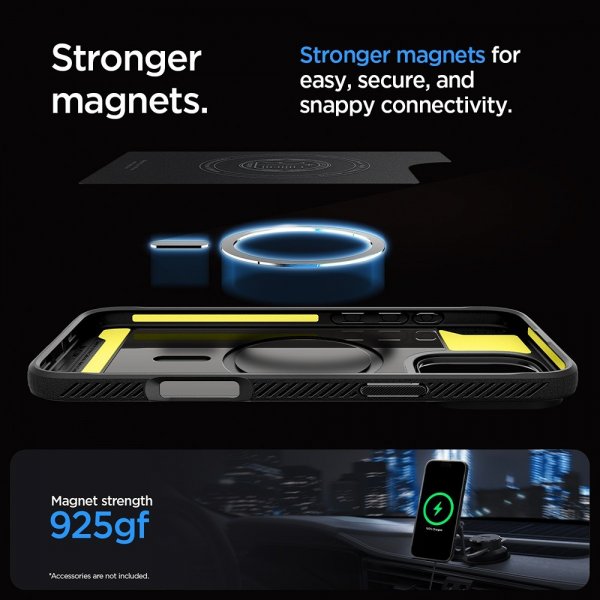 Spigen iPhone 16 Pro -kuori Rugged Armor MagFit mattamusta
