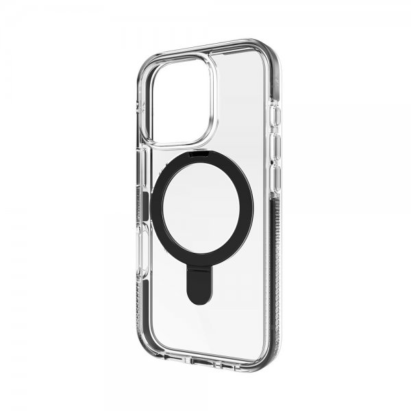 ZAGG iPhone 16 Pro -kuori, Santa Cruz Snap Ring Stand, musta