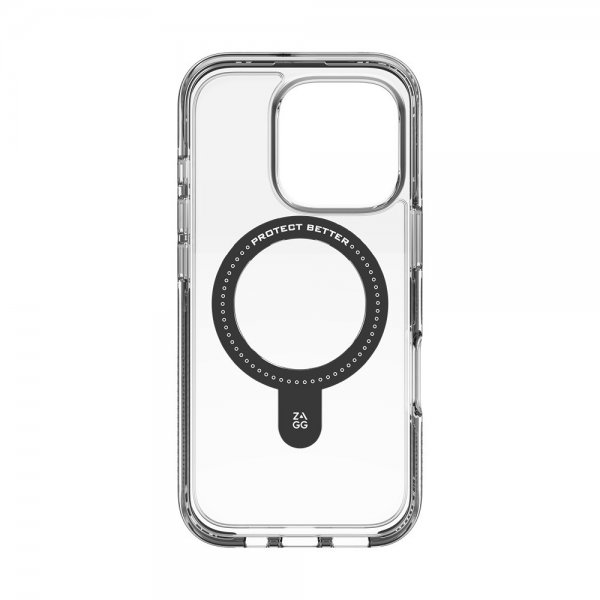 ZAGG iPhone 16 Pro -kuori, Santa Cruz Snap Ring Stand, musta
