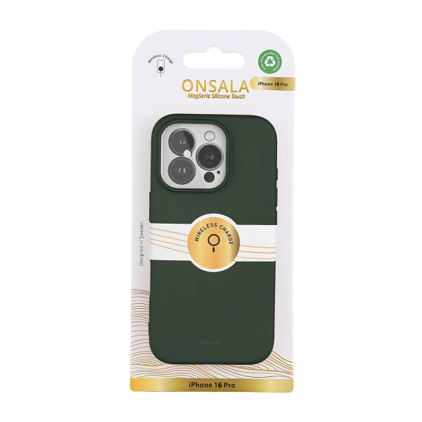 Onsala iPhone 16 Pro Kuori Silikonituntuma Oliivinvihreä