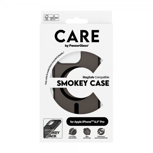 CARE by PanzerGlass iPhone 16 Pro -suojakuori Smokey MagSafe musta