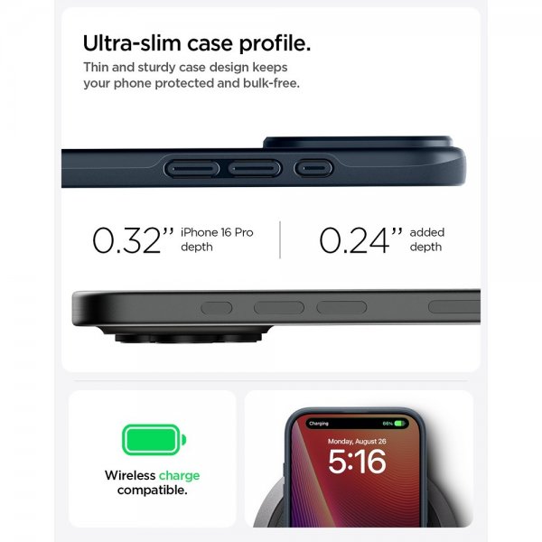Spigen iPhone 16 Pro Kuori Thin Fit MagFit Metal Slate