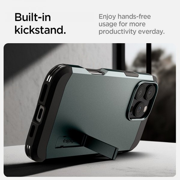 Spigen iPhone 16 Pro -kuori, Tough Armor MagFit Abyss Green