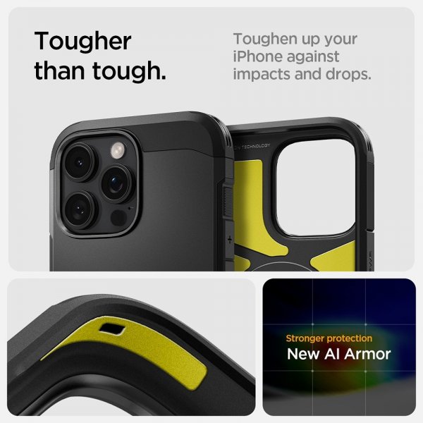 Spigen iPhone 16 Pro Kuori Tough Armor MagFit Musta