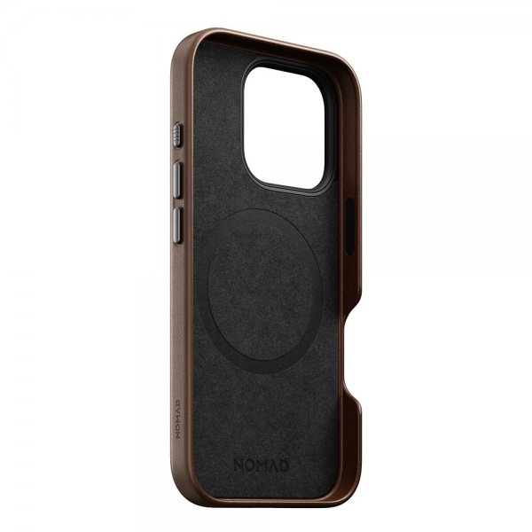 Nomad iPhone 16 Pro -kuori, perinteinen nahkainen suojakuori, ruskea