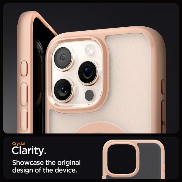 Spigen iPhone 16 Pro -kuori Ultra Hybrid MagFit Frost Rose Titanium