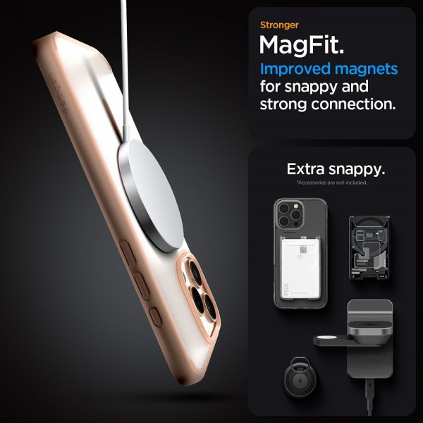 Spigen iPhone 16 Pro -kuori Ultra Hybrid MagFit Frost Rose Titanium