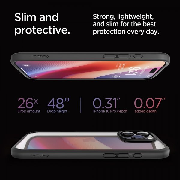 Spigen iPhone 16 Pro Kuori Ultra Hybrid Matta Musta