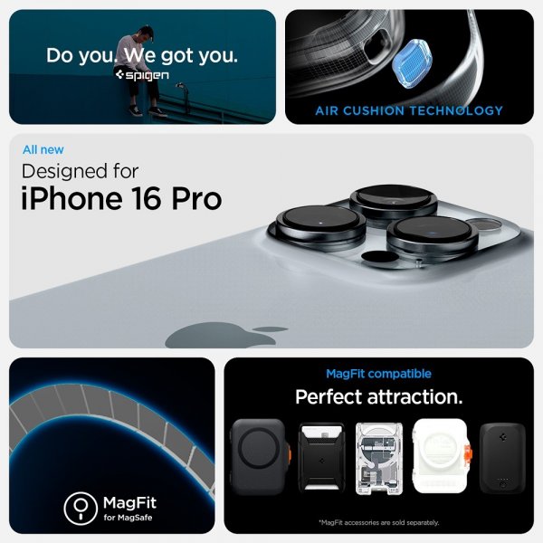 Spigen iPhone 16 Pro -kuori Ultra Hybrid T MagFit kirkas valkoinen