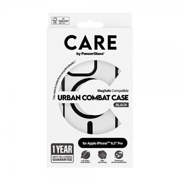 CARE by PanzerGlass iPhone 16 Pro -kuori Urban Combat MagSafe Musta