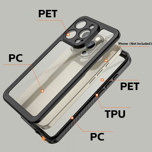 Redpepper iPhone 16 Pro -kuori Vedenkestävä IP68 Musta