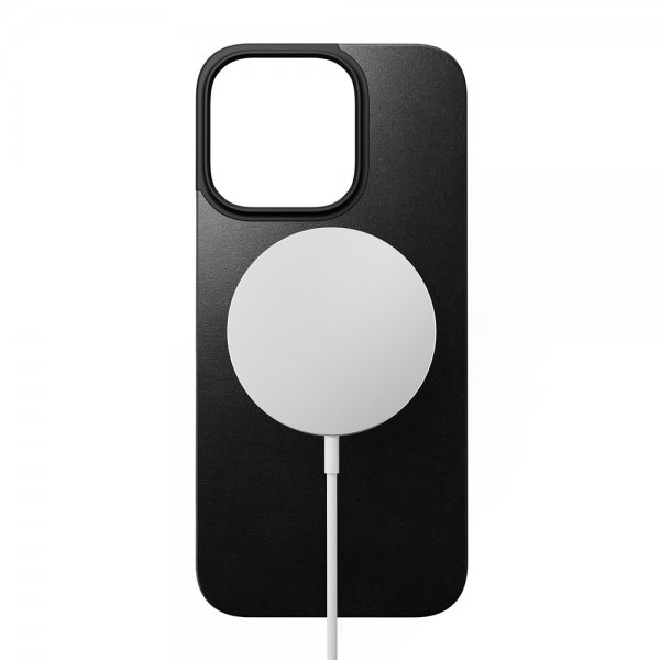 Nomad iPhone 16 Pro Skin Magnetic Leather Back musta