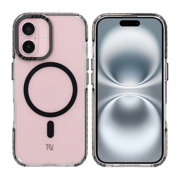Rvelon iPhone 16 -suojakuori TPU MagSafe Musta/Läpinäkyvä