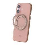 Rvelon iPhone 16 -suojakuori pyörivällä MagSafe-jalustalla, ruskea
