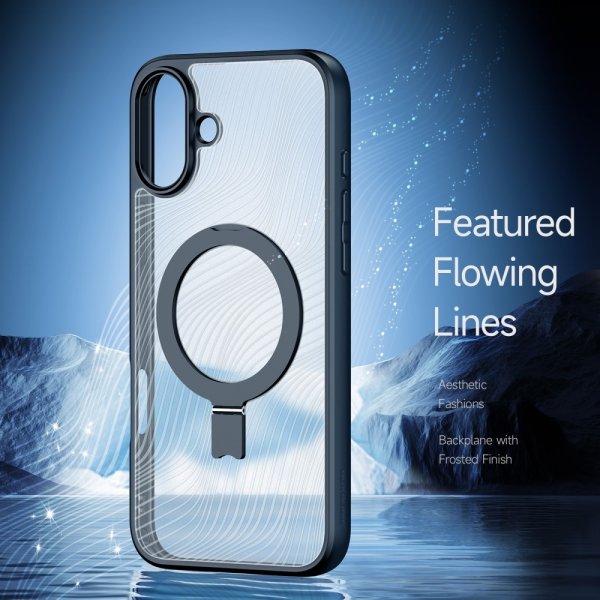 Dux Ducis iPhone 16 -kuori, Aimo Series MagSafe -tukijalka, musta