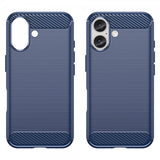 iPhone 16 Kuori Harjattu hiilikuitukuviointi Sininen
