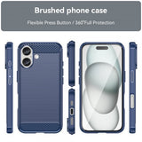 iPhone 16 Kuori Harjattu hiilikuitukuviointi Sininen