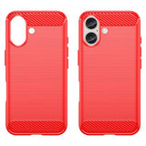 iPhone 16 Kuori Harjattu Hiilikuitutekstuuri Punainen