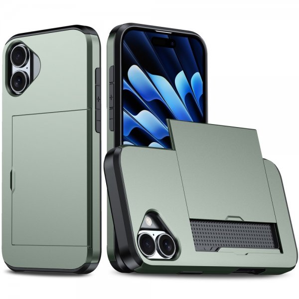 iPhone 16 Kuori Korttilokero Vihreä