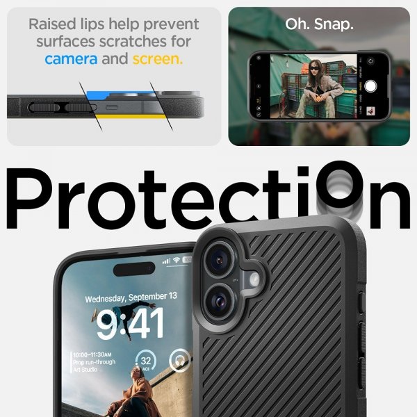 Spigen iPhone 16 -suojakuori Core Armor, mattamusta
