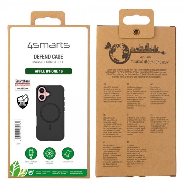 4smarts iPhone 16 -suojakuori Defend Case Ultimag Musta