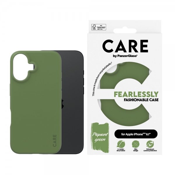 CARE by PanzerGlass iPhone 16 -suojakuori, trendikäs vihreä