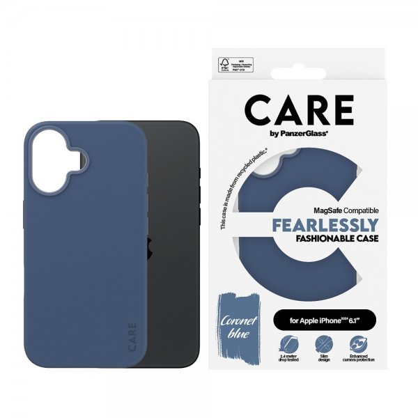 CARE by PanzerGlass iPhone 16 -suojakuori Fashionable MagSafe, sininen