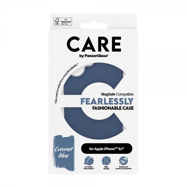 CARE by PanzerGlass iPhone 16 -suojakuori Fashionable MagSafe, sininen
