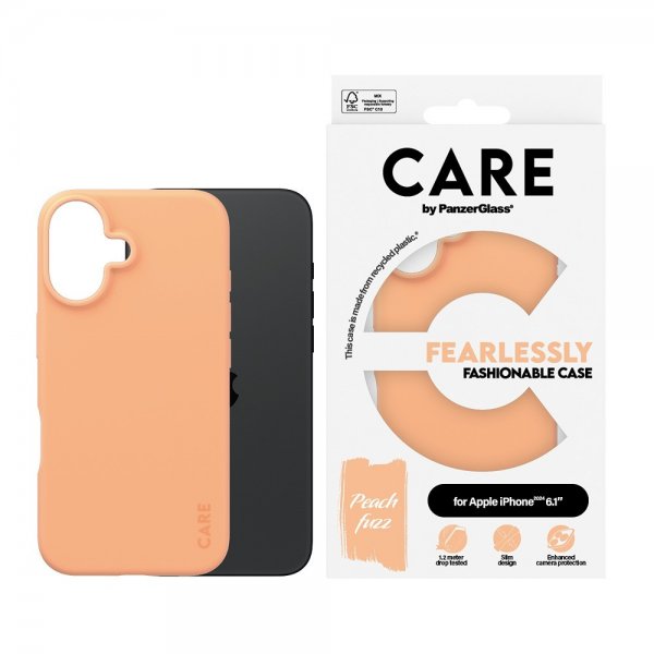 CARE by PanzerGlass iPhone 16 -suojakuori, Fashionable Peachy