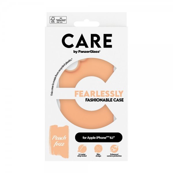 CARE by PanzerGlass iPhone 16 -suojakuori, Fashionable Peachy