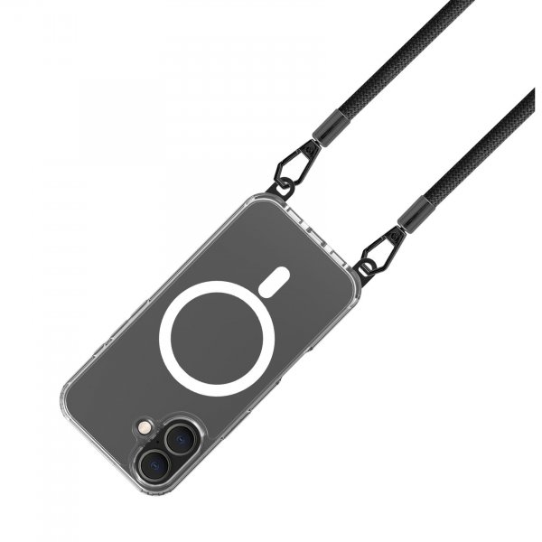 Celly iPhone 16 Freedom Necklace MagSafe -kuori, läpinäkyvä