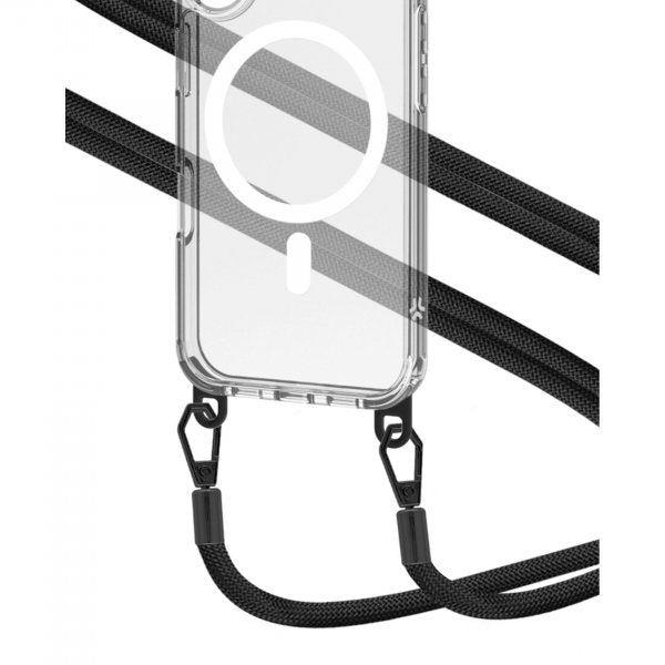Celly iPhone 16 Freedom Necklace MagSafe -kuori, läpinäkyvä